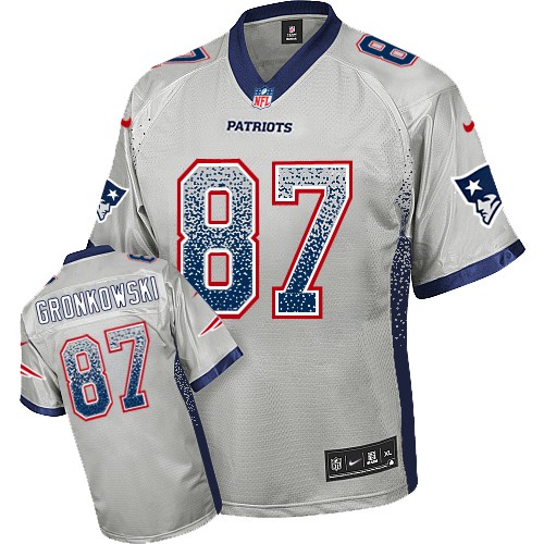 Men's Elite Rob Gronkowski Nike Jersey Grey - #87 Drift Fashion NFL New England Patriots